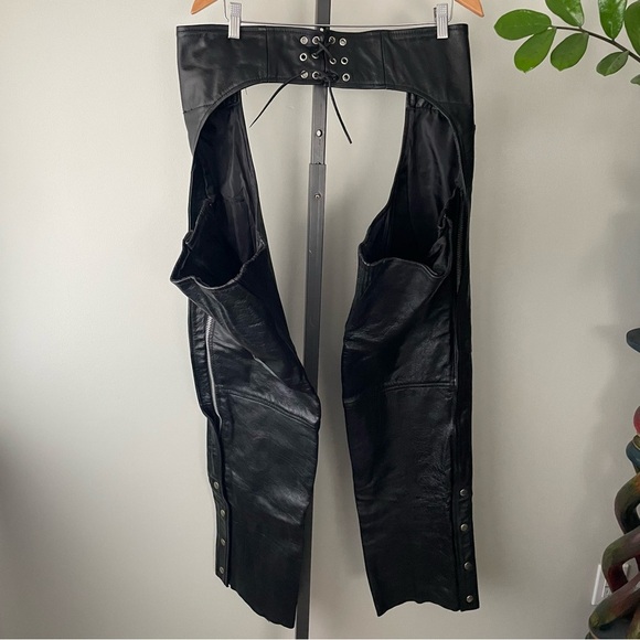Xelement Leather Biker Motorcycle Riding Chaps Moto Womens Size 12 - Picture 4 of 10